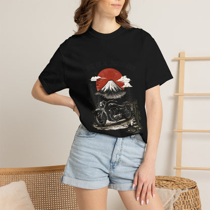 Life Is a Journey T-Shirt – Vintage Motorcycle Graphic Tee, Japanese Mount Fuji Design, Biker Streetwear Shirt”