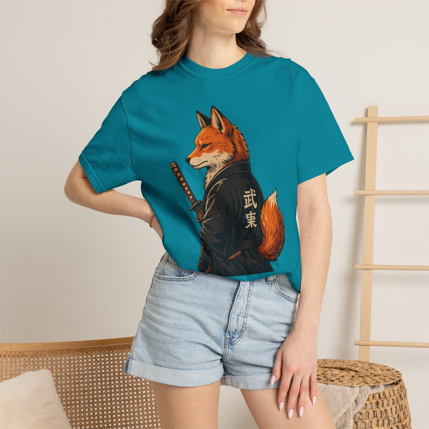 Samurai Fox Japanese Warrior Graphic T-Shirt