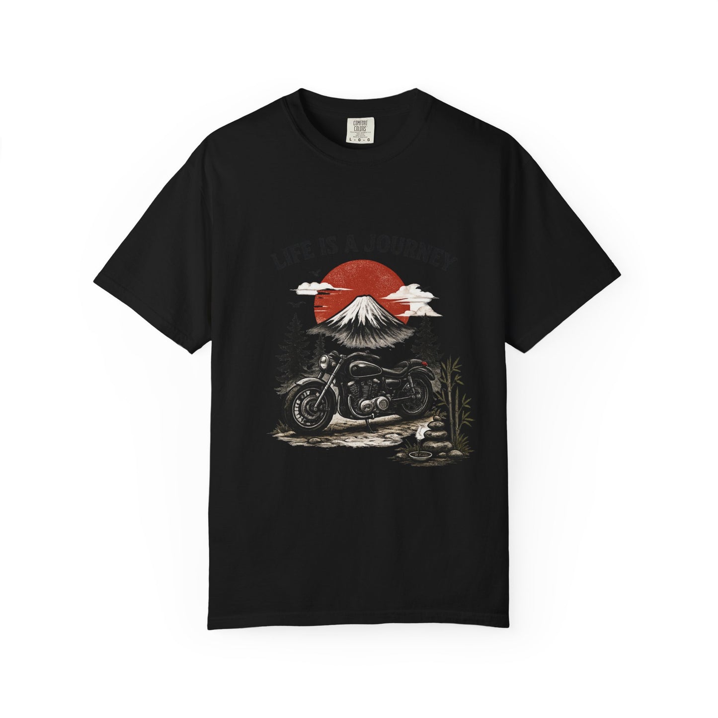 Life Is a Journey T-Shirt – Vintage Motorcycle Graphic Tee, Japanese Mount Fuji Design, Biker Streetwear Shirt”