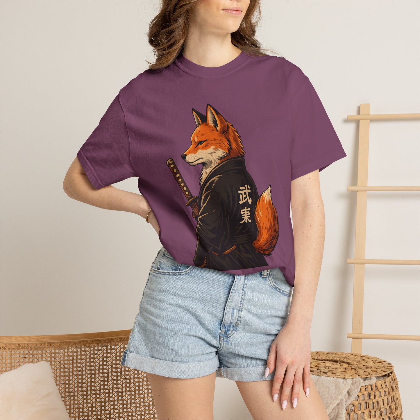 Samurai Fox Japanese Warrior Graphic T-Shirt