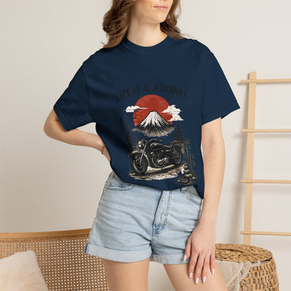 Life Is a Journey T-Shirt – Vintage Motorcycle Graphic Tee, Japanese Mount Fuji Design, Biker Streetwear Shirt”