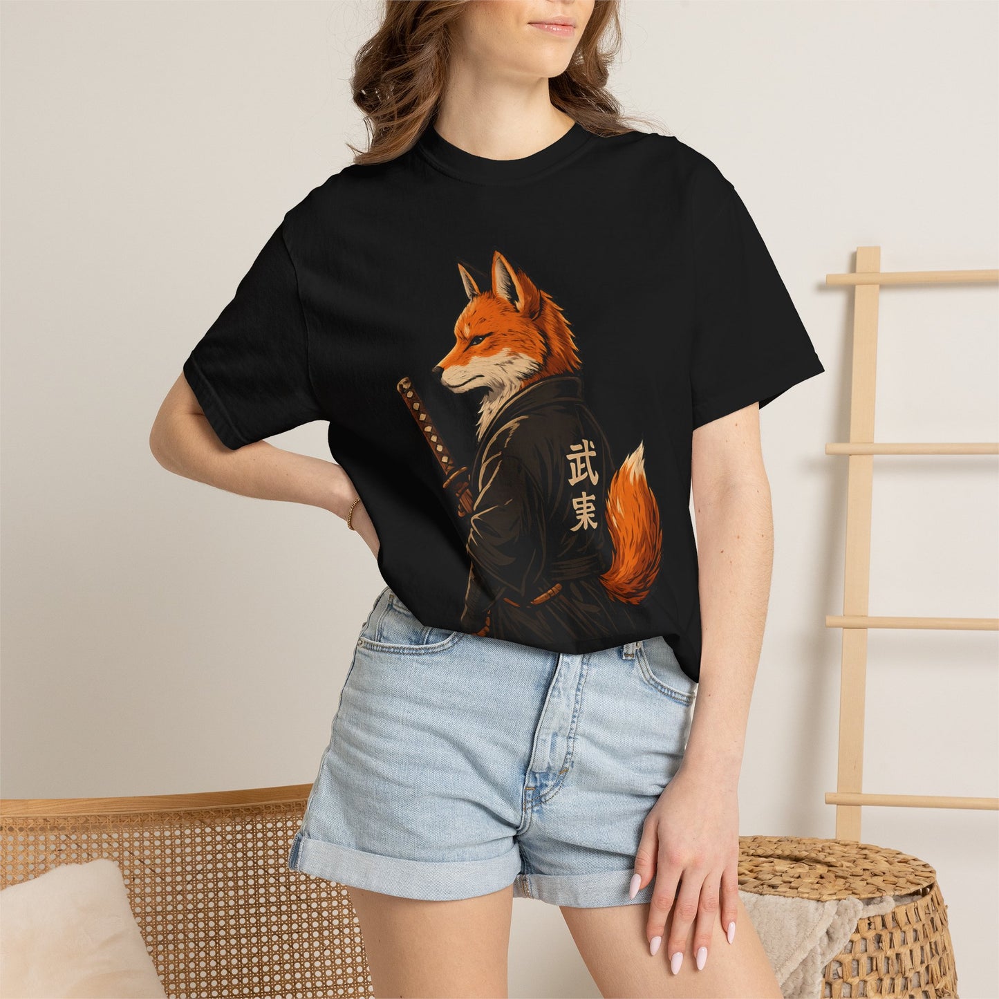 Samurai Fox Japanese Warrior Graphic T-Shirt
