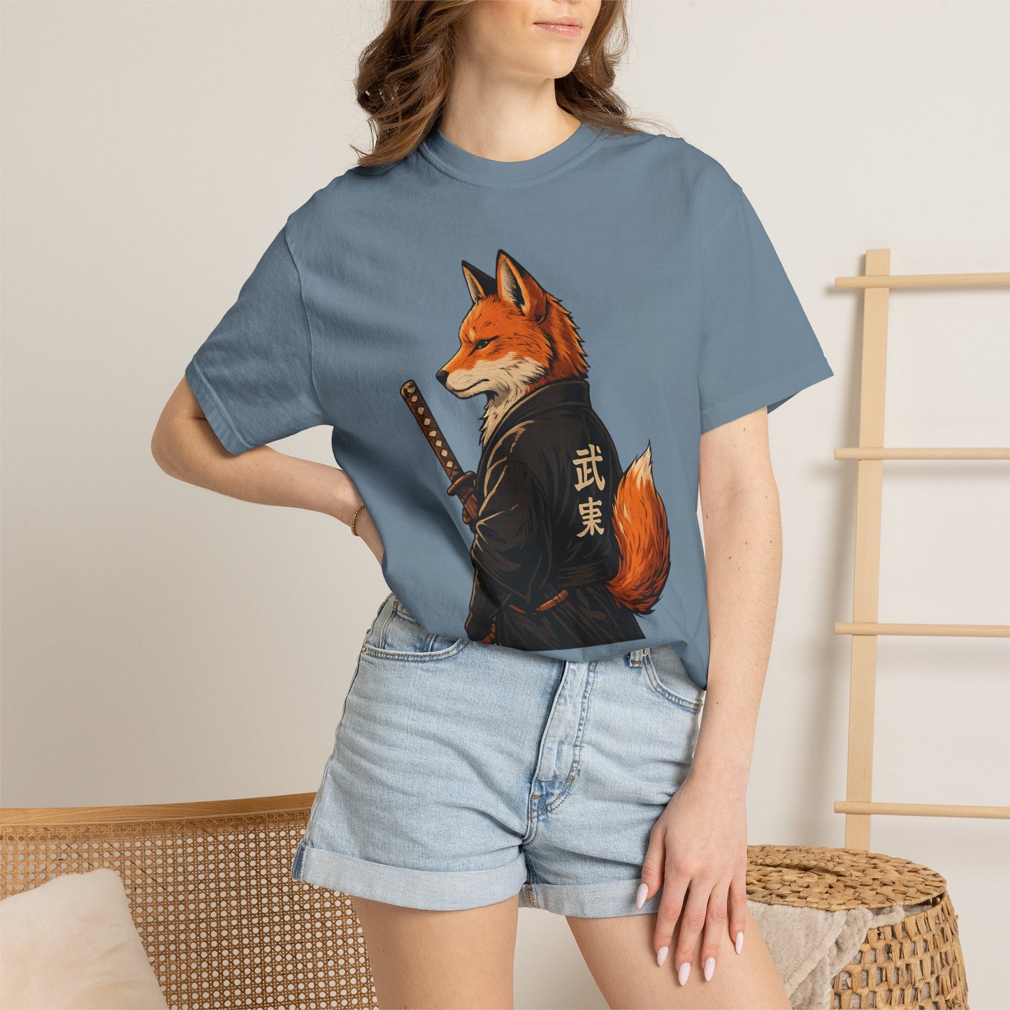 Samurai Fox Japanese Warrior Graphic T-Shirt