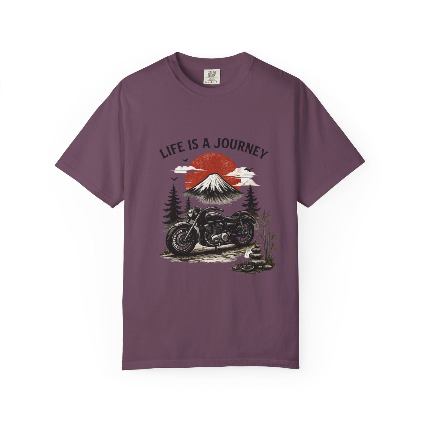 Life Is a Journey T-Shirt – Vintage Motorcycle Graphic Tee, Japanese Mount Fuji Design, Biker Streetwear Shirt”