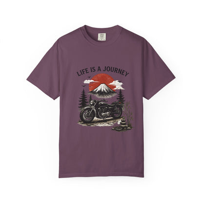 Life Is a Journey T-Shirt – Vintage Motorcycle Graphic Tee, Japanese Mount Fuji Design, Biker Streetwear Shirt”