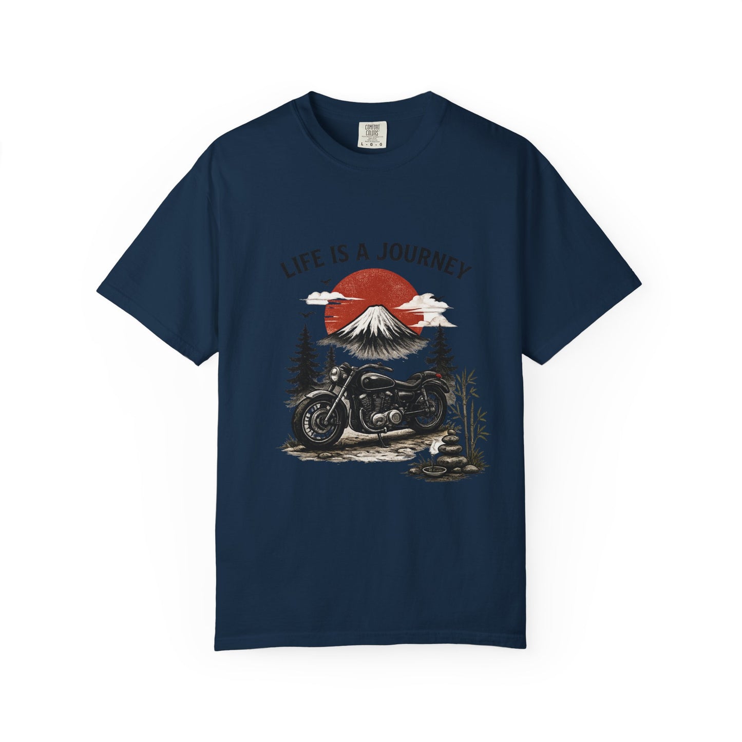Life Is a Journey T-Shirt – Vintage Motorcycle Graphic Tee, Japanese Mount Fuji Design, Biker Streetwear Shirt”