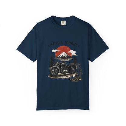 Life Is a Journey T-Shirt – Vintage Motorcycle Graphic Tee, Japanese Mount Fuji Design, Biker Streetwear Shirt”