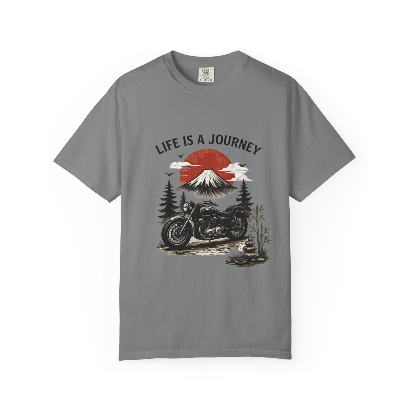 Life Is a Journey T-Shirt – Vintage Motorcycle Graphic Tee, Japanese Mount Fuji Design, Biker Streetwear Shirt”