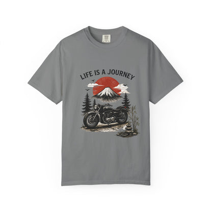 Life Is a Journey T-Shirt – Vintage Motorcycle Graphic Tee, Japanese Mount Fuji Design, Biker Streetwear Shirt”
