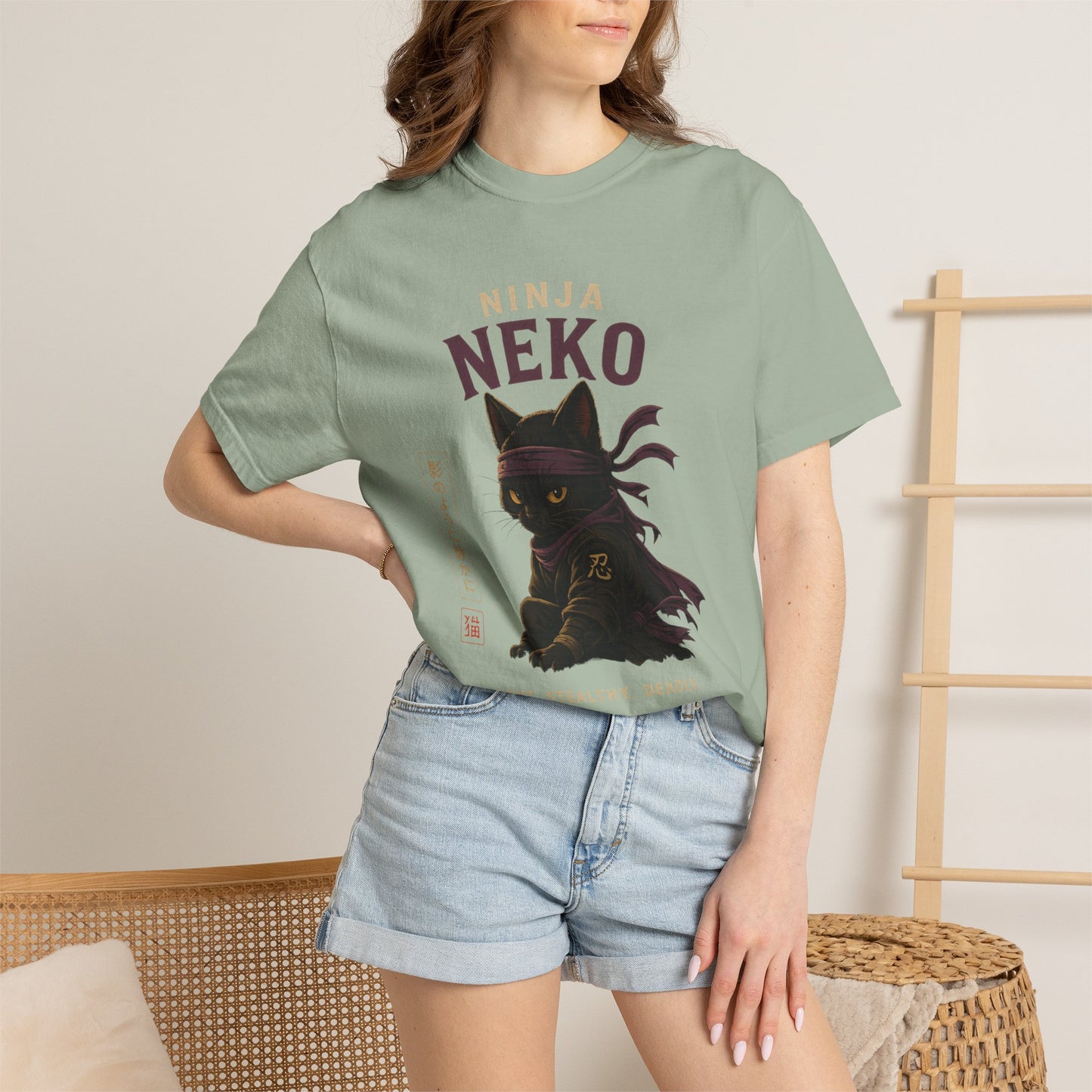 Ninja Neko Cat Japanese Streetwear T-Shirt
