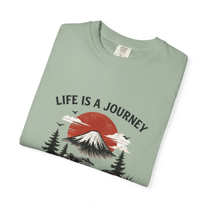 Life Is a Journey T-Shirt – Vintage Motorcycle Graphic Tee, Japanese Mount Fuji Design, Biker Streetwear Shirt”