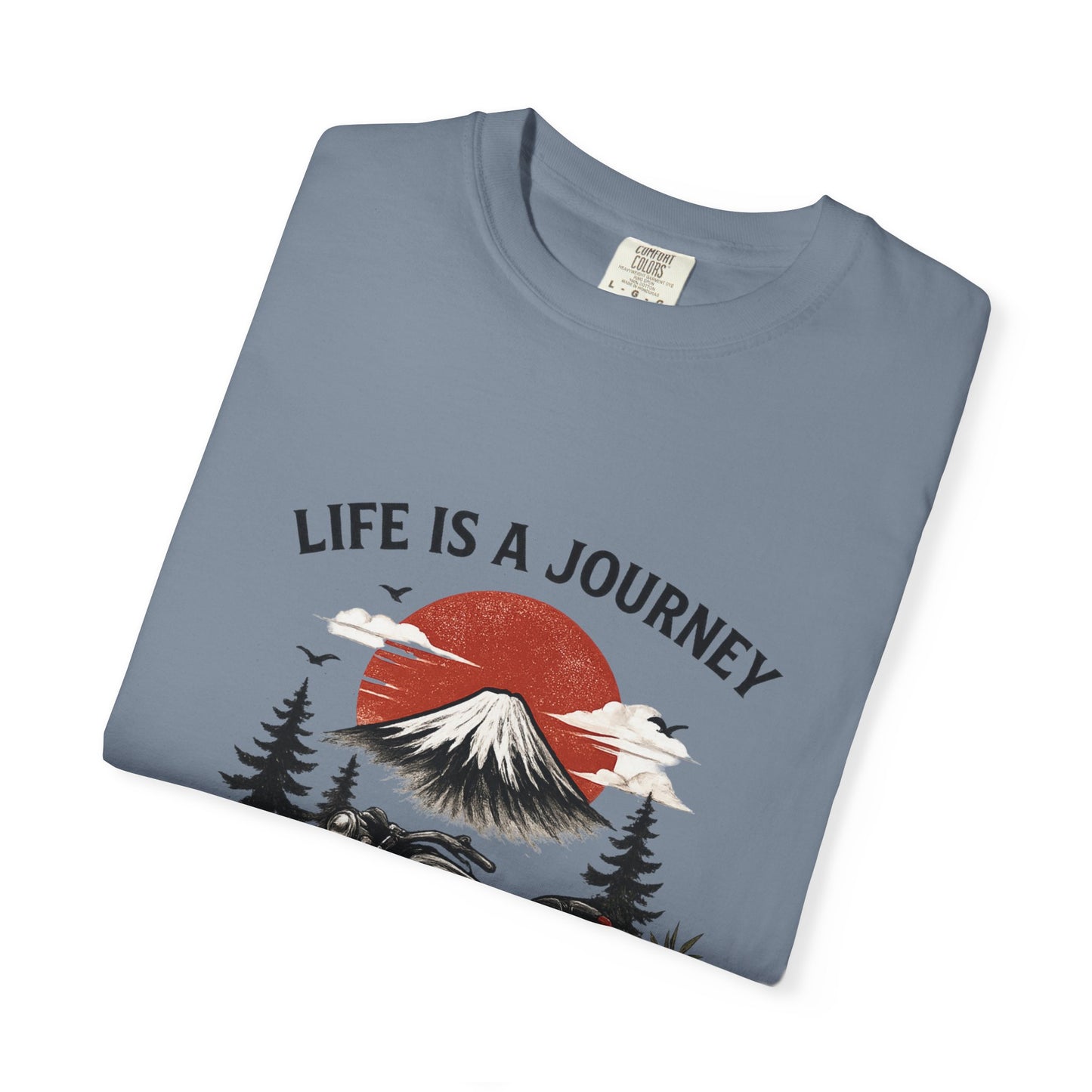 Life Is a Journey T-Shirt – Vintage Motorcycle Graphic Tee, Japanese Mount Fuji Design, Biker Streetwear Shirt”