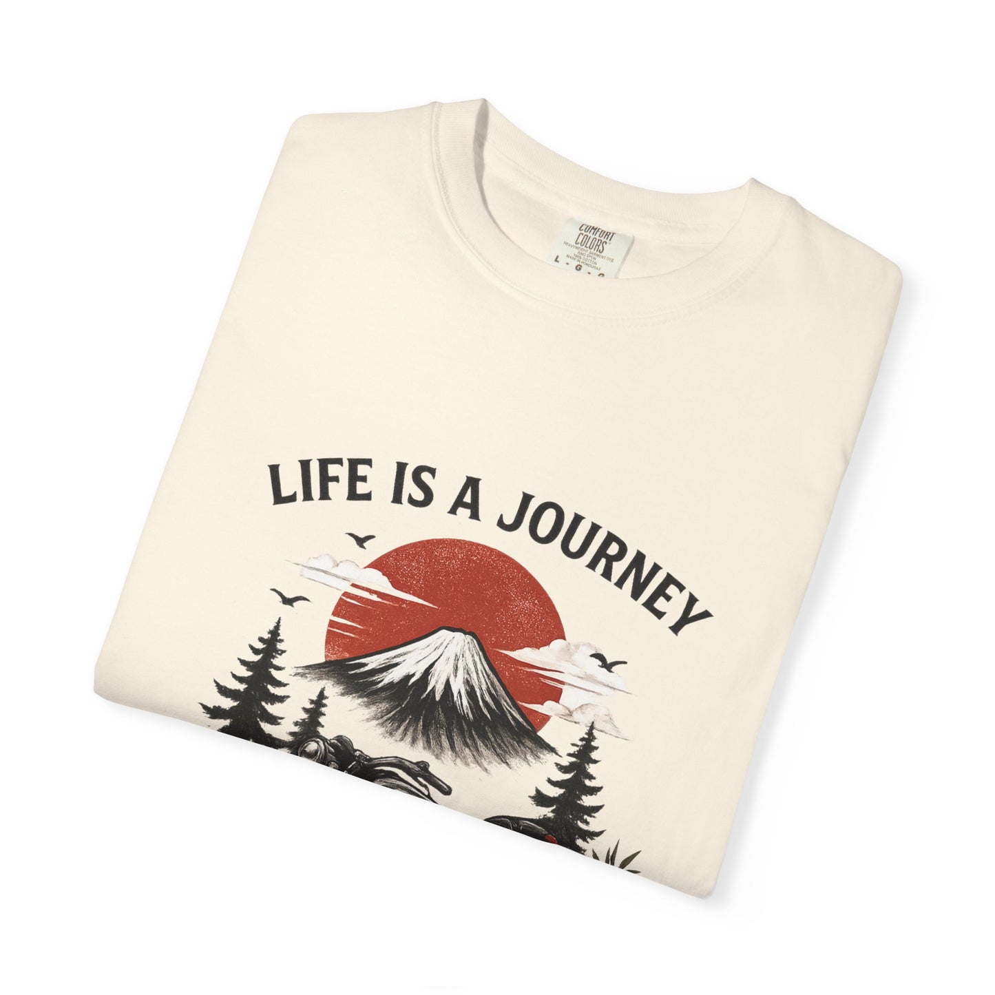 Life Is a Journey T-Shirt – Vintage Motorcycle Graphic Tee, Japanese Mount Fuji Design, Biker Streetwear Shirt”